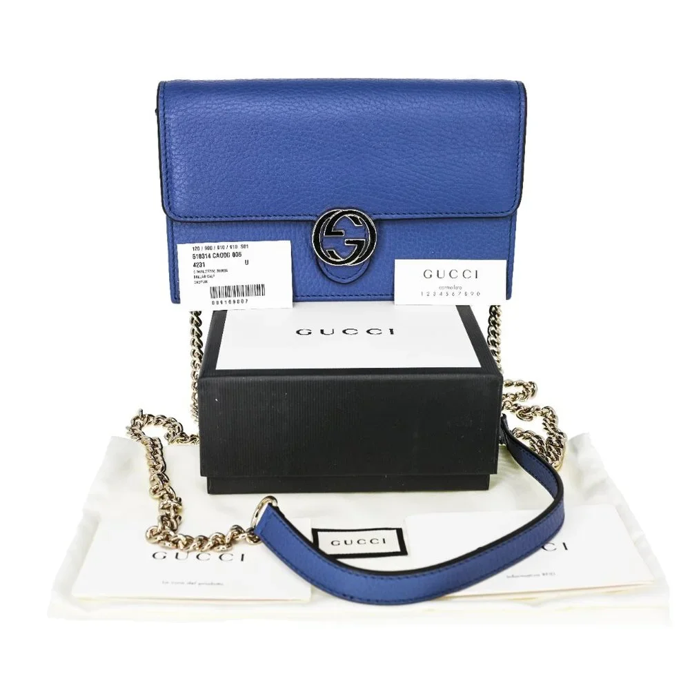 Gucci Interlocking GG Leather Wallet On Chain - Picture 5 of 8